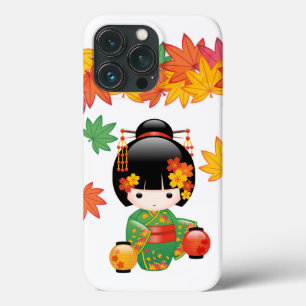 Boneca Kokeshi verde Kimono Geisha