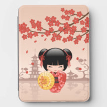Boneca Kokeshi Vermelha Sakura Geisha Japonesa