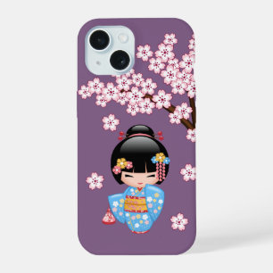 Boneca Maiko Kokeshi - Rapariga Kimono Geisha Azul