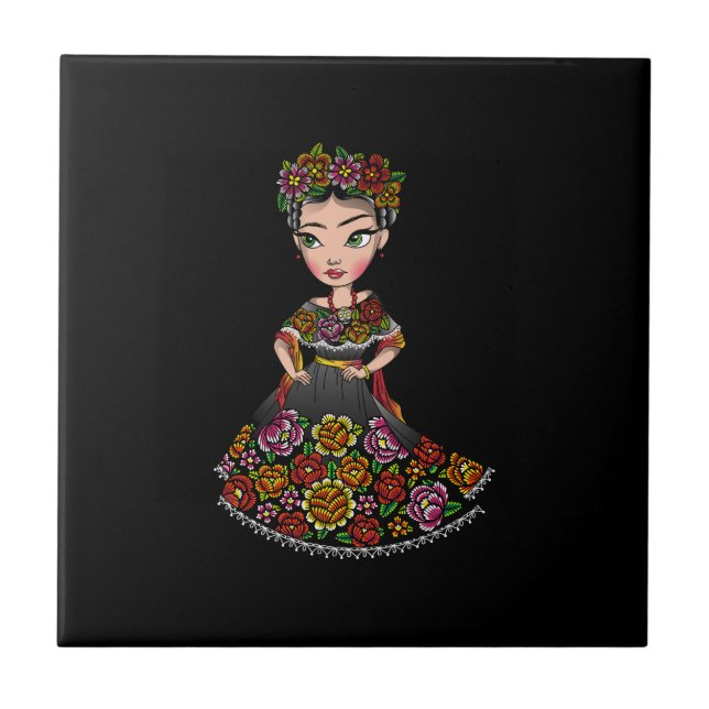 boneca mexicana com flores (Frente)