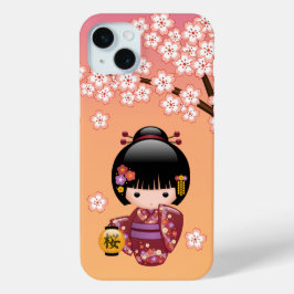 Boneca Sakura Kokeshi - Garota Geisha em Pêssego
