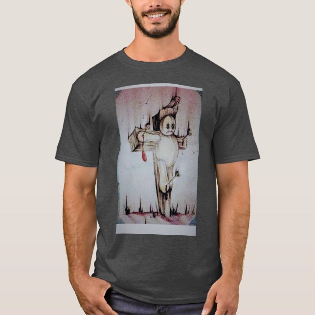 Boneca Voodoo Stencil — Camiseta Original Dark Art (Frente)