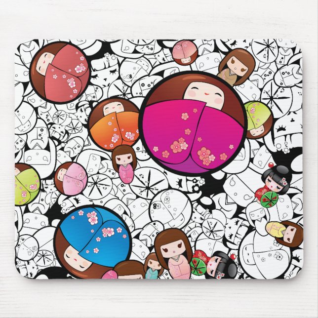 Bonecas de Kokeshi do japonês - Mousepad (Frente)