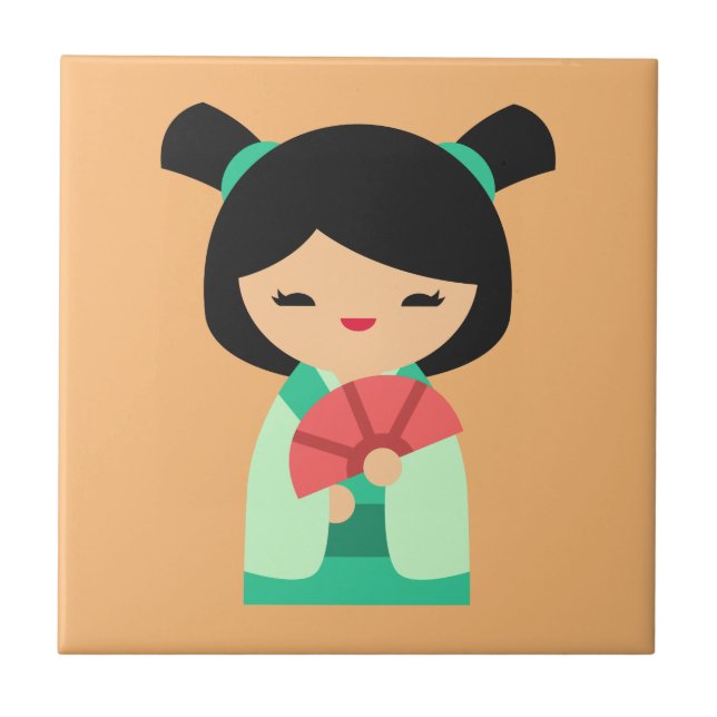 Bonecas japonesas cor-de-rosa Kokeshi (Frente)