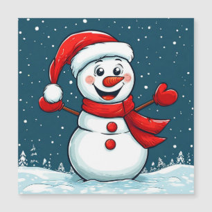 Boneco de Neve Alegre com Chapéu de Papai Noel e C