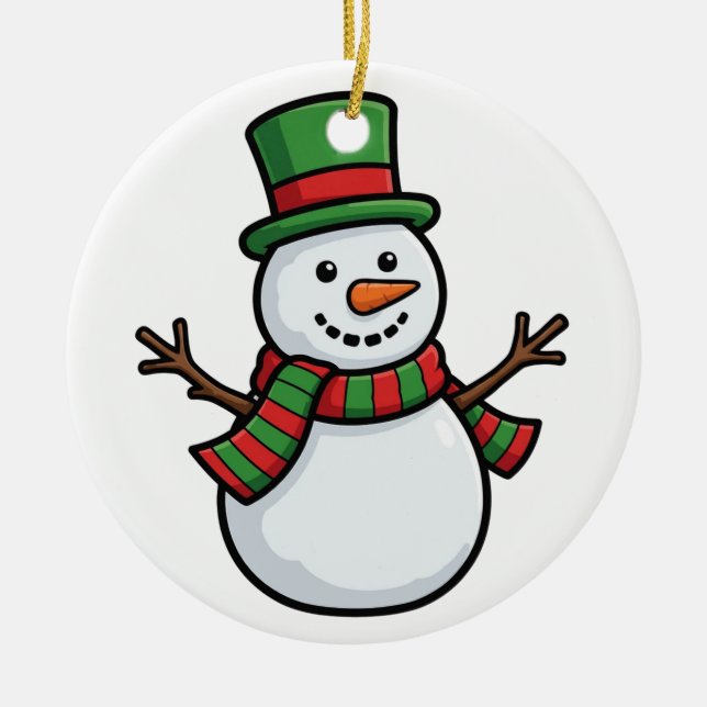 Boneco de Neve Alegre Enfeite de Inverno (Frente)