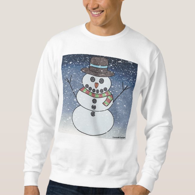 Boneco de Neve c/ Fundo (branco) - Suéter Masculin (Frente)