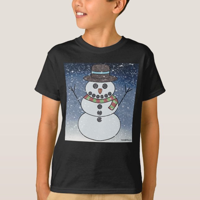 Boneco de Neve c/ Fundo (vívido) - Camiseta Básica (Frente)