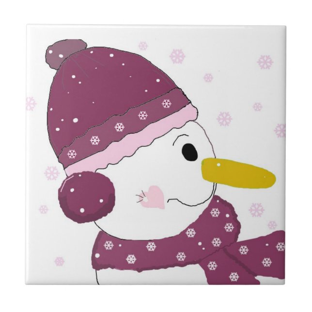 Boneco de Neve com Cachecol e Chapéu Roxo (Frente)