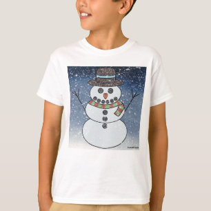 Boneco de Neve com Fundo (branco) - Camiseta Básic