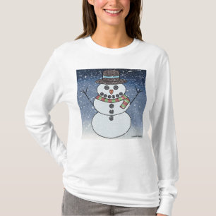 Boneco de Neve com Fundo (branco) - Camiseta Femin