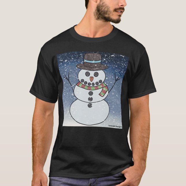 Boneco de Neve com Fundo (vibrante) - Camiseta Mas (Frente)