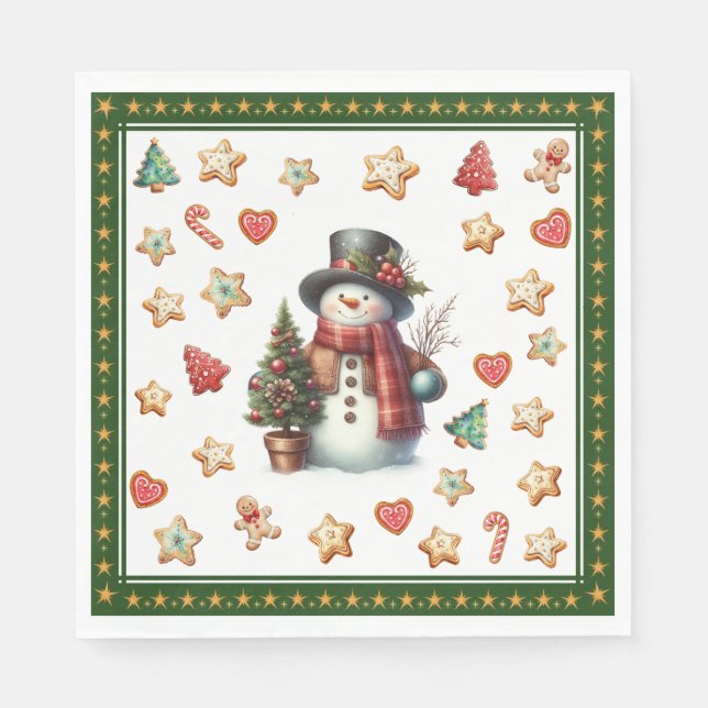 Boneco de Neve de Lanche com Guardanapos de Papel  (Frente)