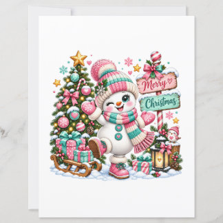 Boneco de Neve de Natal Rosa Fofo