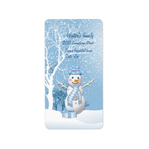 Boneco de neve do Natal e etiqueta de Avery das