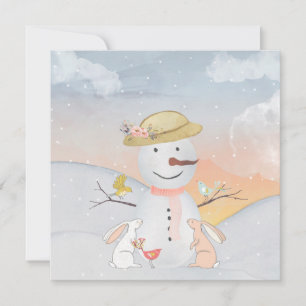 Boneco de Neve e Amigos da Floresta de Inverno