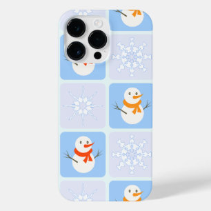 Boneco de neve e flocos de neve com padrão xadrez 