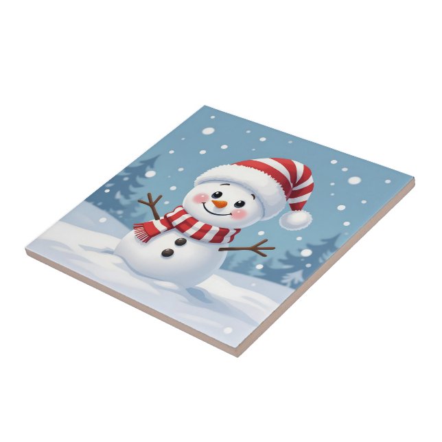 Boneco de neve fofo com cachecol e chapéu (Lateral)