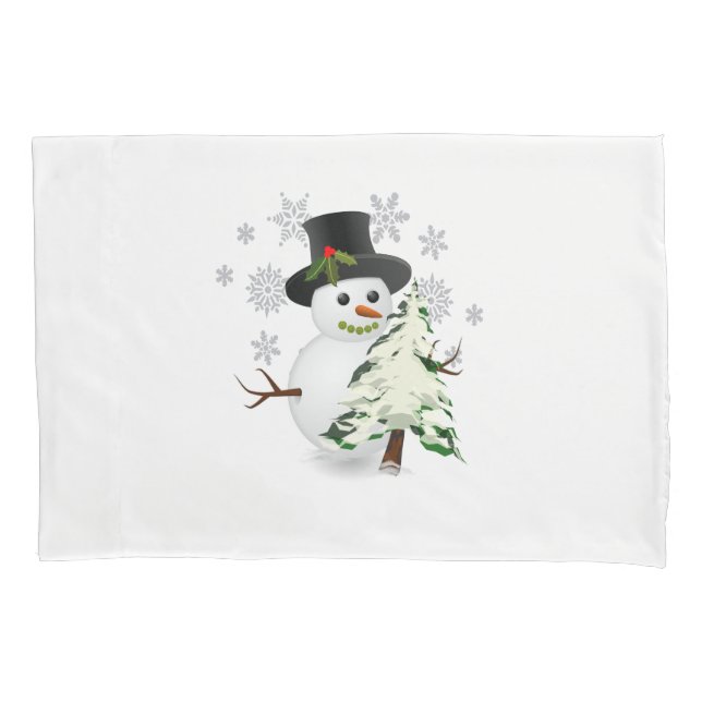 Boneco de Neve Fofo com Estojo de Almofada de Árvo (Frente)