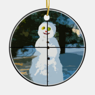 Boneco de neve no ornamento da vista