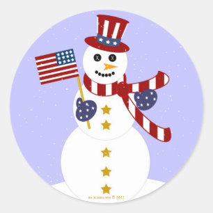 Boneco de neve patriótico dos EUA com etiquetas