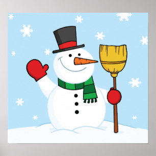 Boneco de neve que guardara um poster da vassoura