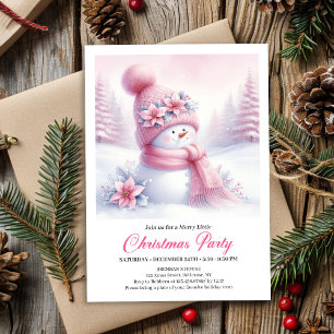 Boneco de Neve Rosa Alegre Convite de Natal Editáv