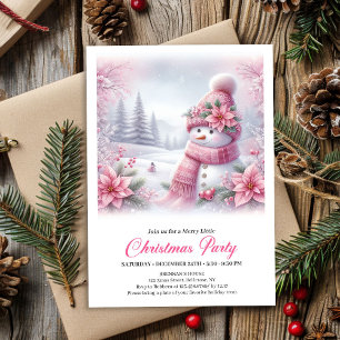 Boneco de Neve Rosa Alegre Convite de Natal Editáv