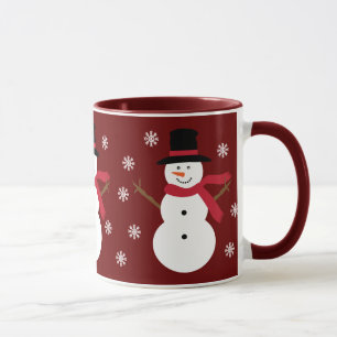 Bonecos de neve bonitos & caneca vermelha festiva