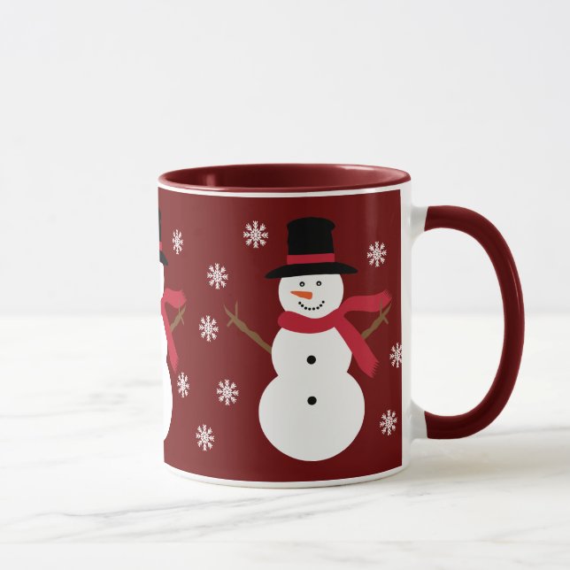Bonecos de neve bonitos & caneca vermelha festiva (Direita)