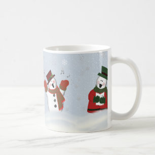 Bonecos de neve de canto clássico caneca de café
