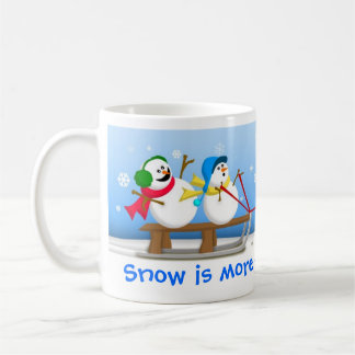 Bonecos de neve que Sledding a caneca