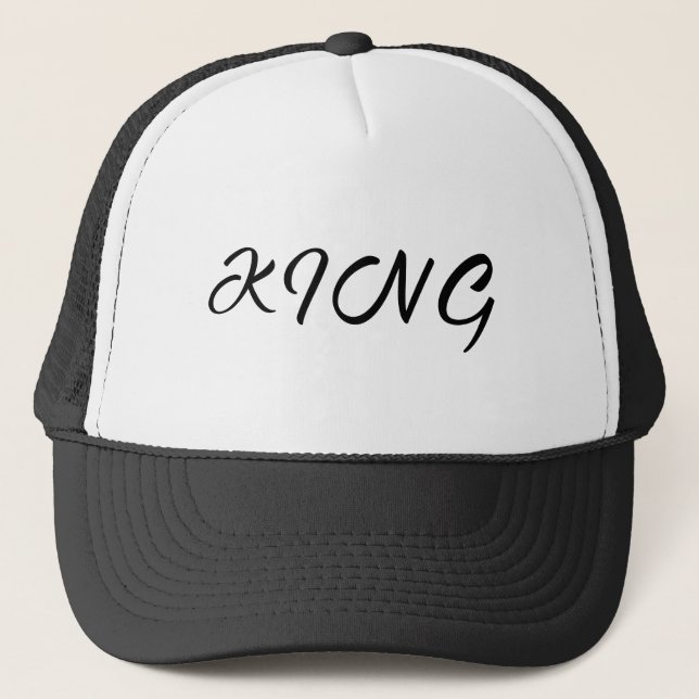 Bonés Personalizados Rei Texto Branco e Preto (Frente)