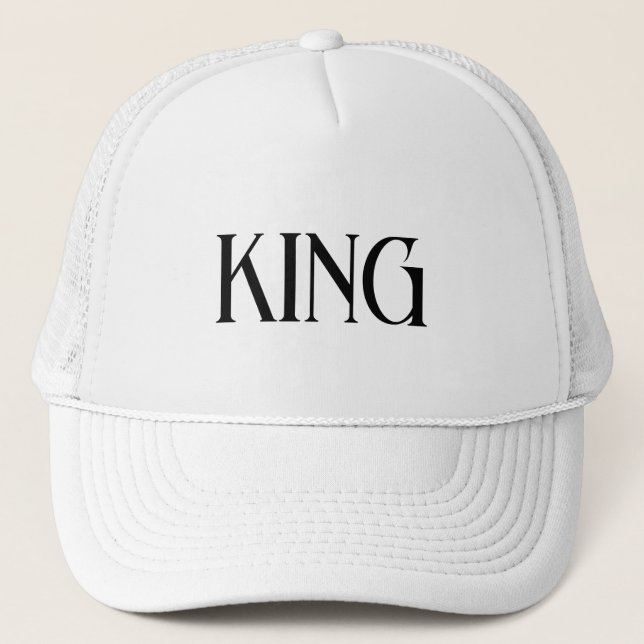 Bonés Personalizados Rei Texto Branco para Caminho (Frente)