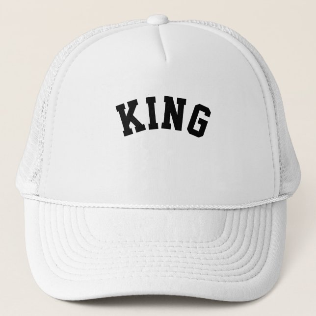 Bonés Personalizados Rei Texto Branco para Caminho (Frente)