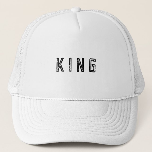 Bonés Personalizados Rei Texto Branco para Caminho (Frente)