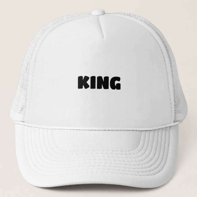 Bonés Personalizados Rei Texto Branco para Caminho (Frente)