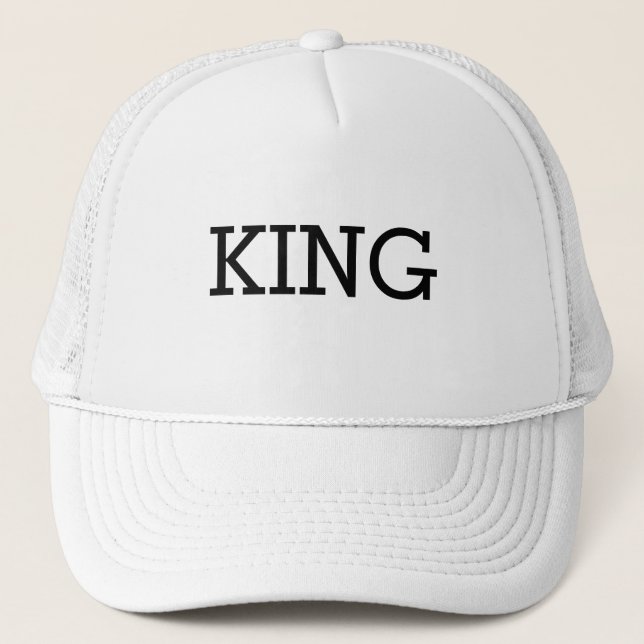 Bonés Personalizados Rei Texto Branco para Caminho (Frente)