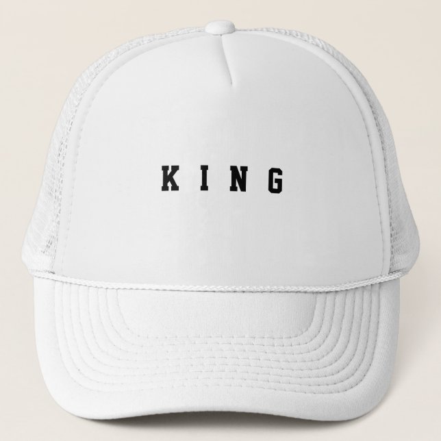 Bonés Personalizados Rei Texto Branco para Caminho (Frente)