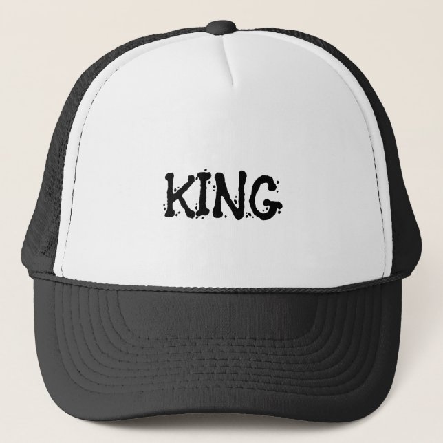 Bonés Trucker King Text Branco e Preto Personaliza (Frente)