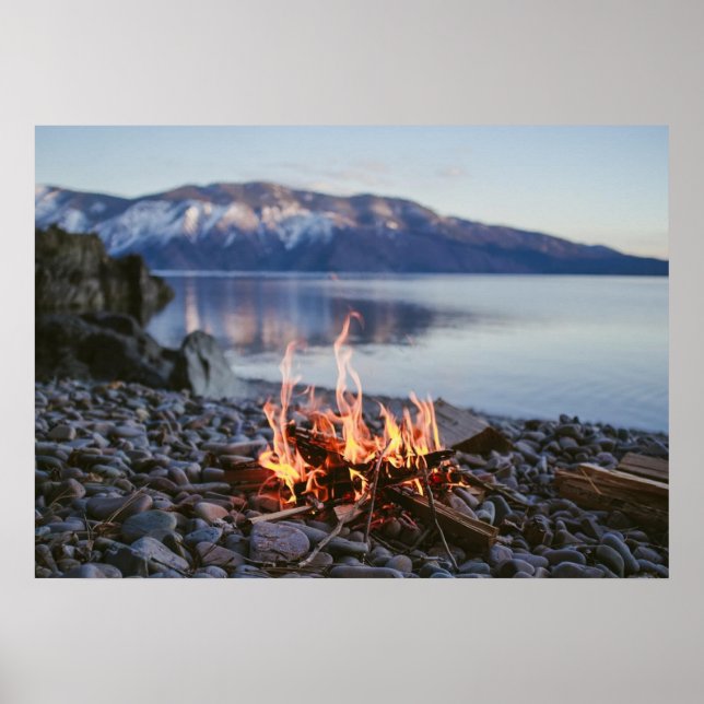 Bonfire Lake Beach Nature Wall Poster (Frente)