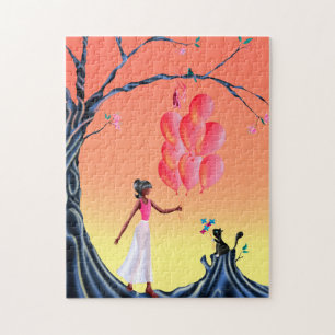 Bonita Ballerina e Cat Night Sky Quebra-cabeça