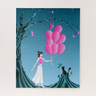 Bonita Ballerina e Cat Night Sky Quebra-cabeça