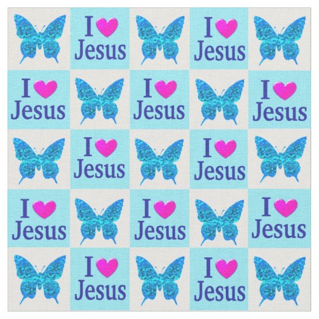 BONITA BORBOLA AZUL EU AMO TECIDO JESUS (Detalhe)