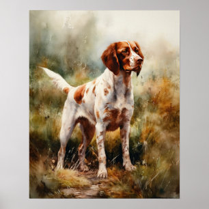 Bonita Brittany Dog Art Impressão