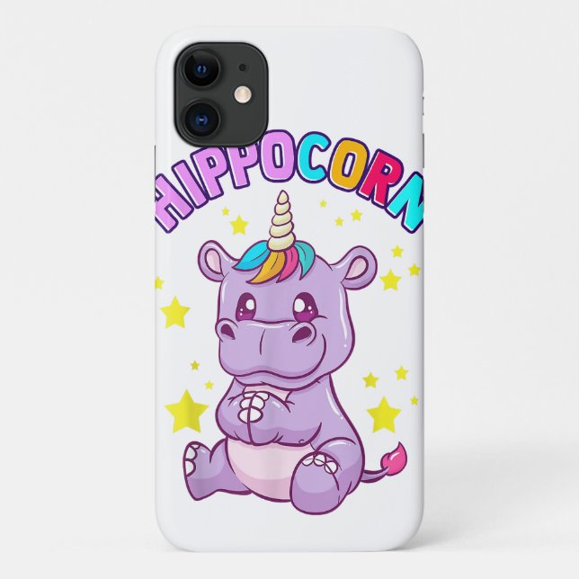Bonita Capa de telefone de Cartoon Hippo Engraçado (Verso)