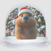 Bonita Capybara em Santa Hat, Globo de Neve de Nat