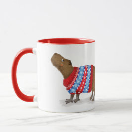 Bonita capybara numa caneca de salto de Natal