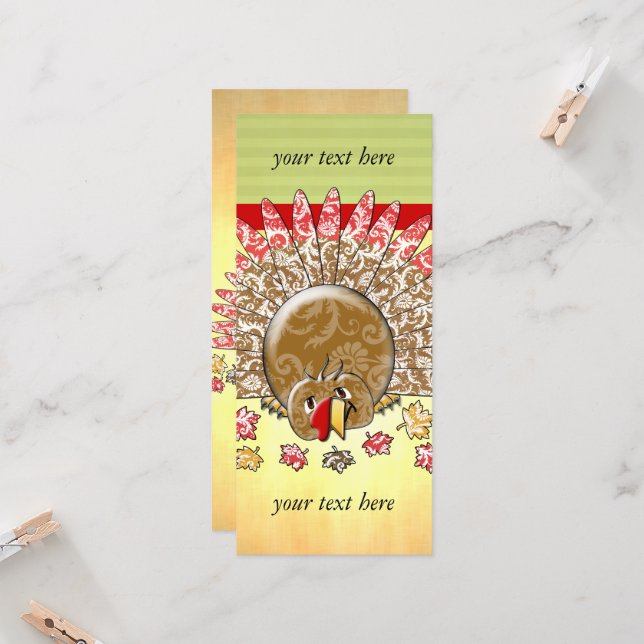 Bonita Cartoon Ação de Graças Turquia (Frente/Verso In Situ)