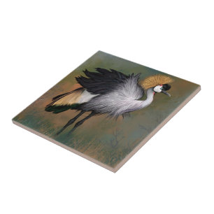 Bonita Cinza Crowned Crane - Arte de Pintura Migra